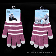 Lady Fashion Streifen gestrickte Winter warme Touch Screen Handschuhe (YKY5462)